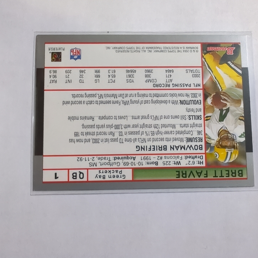 2004 Bowman Chrome - #1 Brett Favre/Green Bay Packers NR MT - Picture 4 of 10
